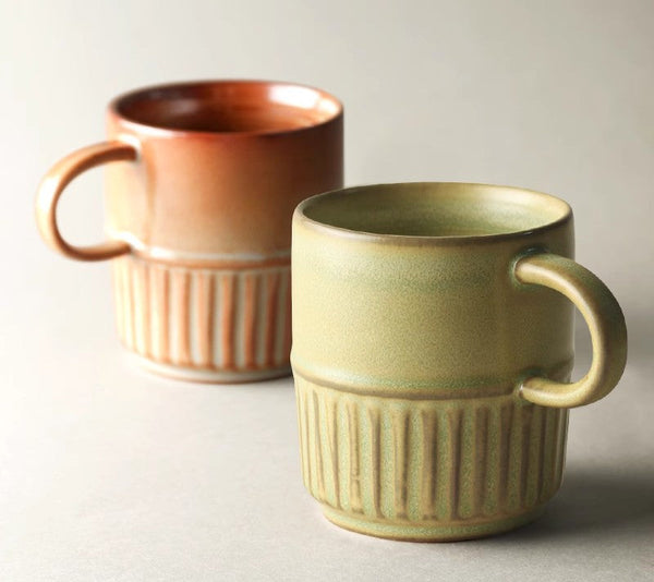 Handmade Ceramic Coffee Mug, Large Capacity Coffee Cup, Large Pottery Coffee Cup, Large Tea Cup-Art Painting Canvas