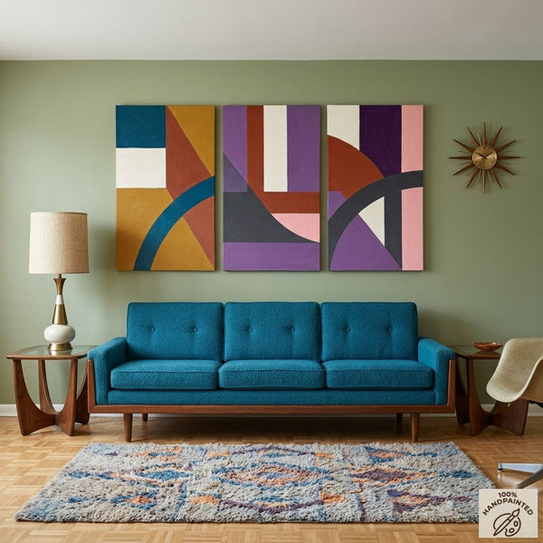 Large Abstract Paintings for Living Room, Multi Panel Canvas Art, Large Group Paintings, Geometric Abstract Paintings-Art Painting Canvas