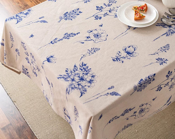 Dining Room Flower Table Cloths, Large Rectangular Table Covers for Kitchen, Farmhouse Table Cloth, Wedding Tablecloth, Square Tablecloth for Oval Table-Art Painting Canvas