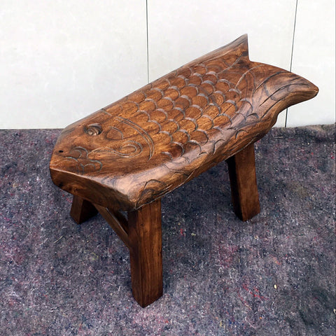 Creative Shoe-changing Stool, Handmade Solid Wood low Stool, Vintage Old Elm Wood Stool, Children's Wooden Stool, Sofa Stool, Dining Table Stool-Art Painting Canvas