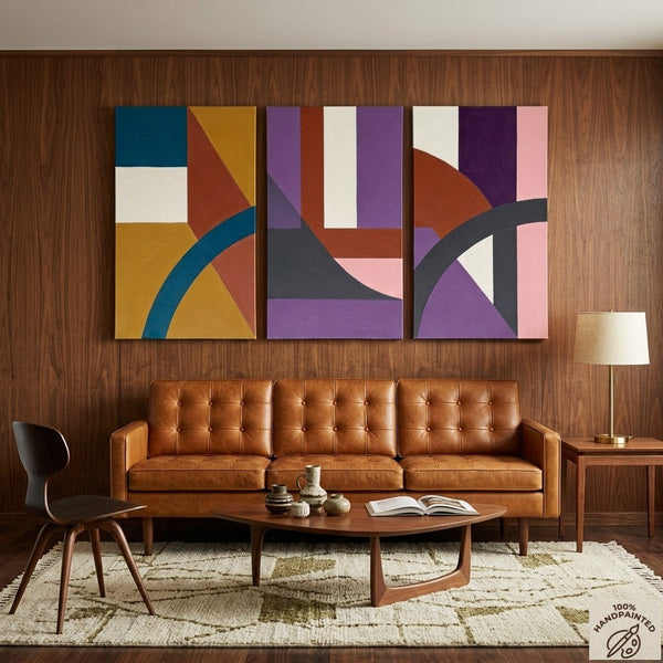 Large Abstract Paintings for Living Room, Multi Panel Canvas Art, Large Group Paintings, Geometric Abstract Paintings-Art Painting Canvas