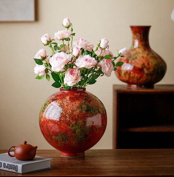 Handmade Water Holding Flower Vases, Large Pottery Flower Vases, Modern Bouquet Flower Vases, Centerpiece on Dining Table, Flower Vase on Table-Art Painting Canvas