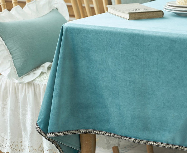 Ramie Velvet Rectangle Tablecloth for Home Decoration, Blue Square Tablecloth for Round Table, Modern Blue Table Cloth for Dining Room Table-Art Painting Canvas