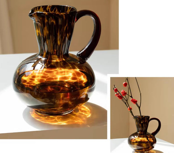 Handmade Modern Vases for Bedroom, Decorative Glass Vase, Mid Century Glass Vases, Centerpiece Contemporary Vases on Table, Modern Glass Vase for Flowers-Art Painting Canvas