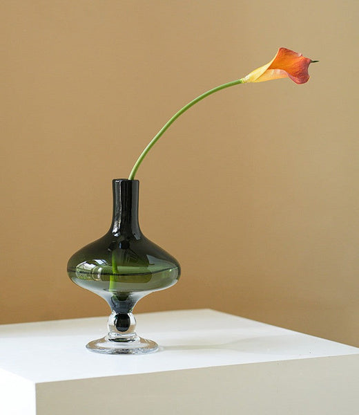 Decorative Glass Vase, Mid Century Glass Vases, Handmade Modern Vases for Bedroom, Centerpiece Contemporary Vases on Table, Modern Glass Vase for Flowers-Art Painting Canvas