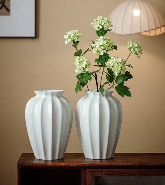 Large Flower Vases on Table, Centerpiece Ceramic Bud Vases, Porcelain Flower Vases, Handmade Water Holding Flower Vase-Art Painting Canvas