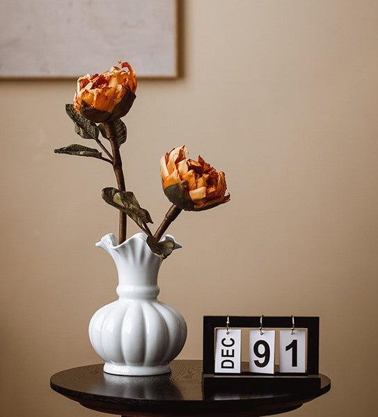 Handmade Water Holding Flower Vase, Ceramic Bud Vases, Small Flower Vases on Table, Rustic Porcelain Flower Vases-Art Painting Canvas