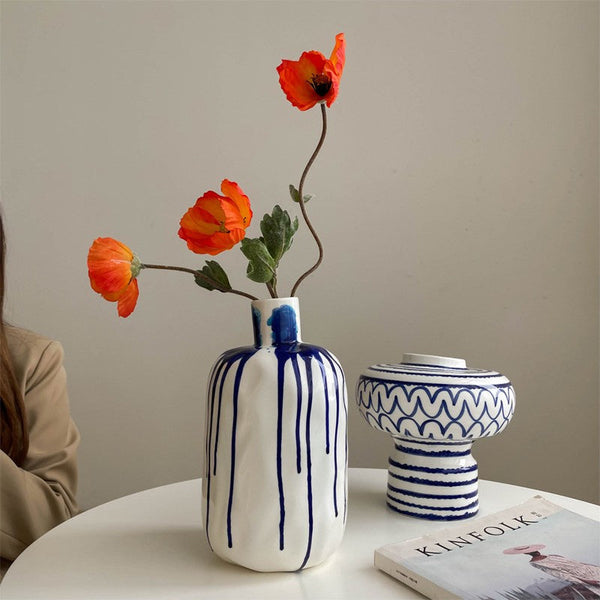 Modern Ceramic Flower Vases, Handmade Water Holding Flower Vases, Porcelain Bud Vases, Small Flower Vases on Table-Art Painting Canvas