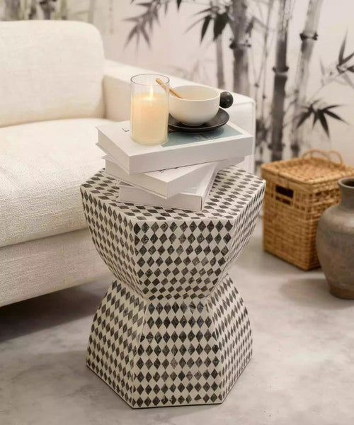 Modern Side Table, Bedside Small Side Table, Contemporary Bedside Table, Small End Table, Shell Small Sofa Side Table, Portable Casual Side Table, Creative Coffee Table, Contemporary Side Table-Art Painting Canvas