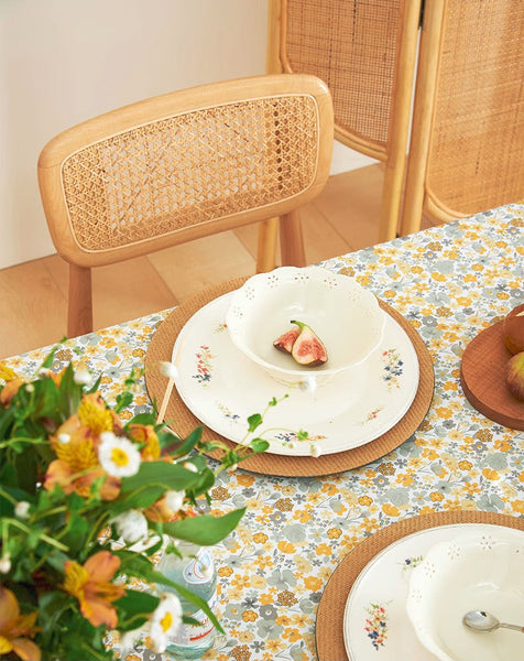 Dining Room Flower Table Cloths, Cotton Rectangular Table Covers for Kitchen, Farmhouse Table Cloth, Wedding Tablecloth, Square Tablecloth for Round Table-Art Painting Canvas
