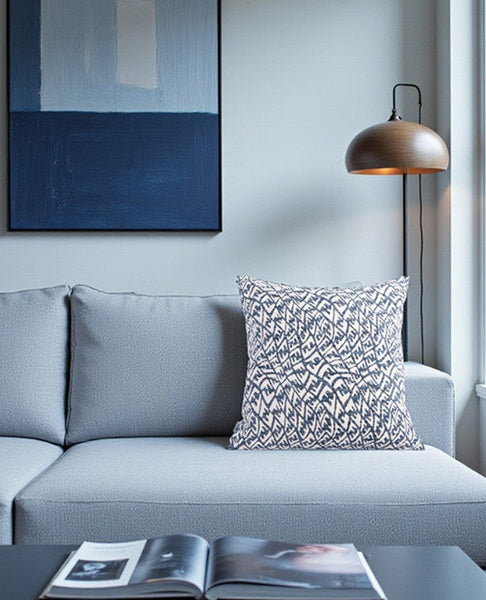 Modern Pillows for Couch, Blue Decorative Throw Pillows for Living Room, Decorative Pillow Covers, Large Modern Sofa Cushion-Art Painting Canvas