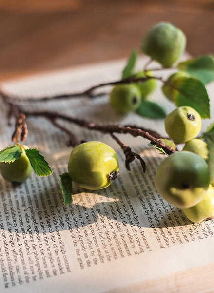 Green Apple Branch, Fruit Branch, Table Centerpiece, Beautiful Modern Flower Arrangement Ideas for Home Decoration, Simple Artificial Floral for Dining Room-Art Painting Canvas