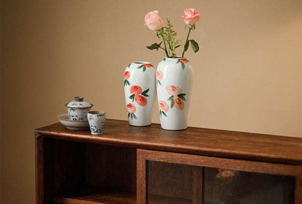 Porcelain Flower Vases, Handmade Water Holding Flower Vases, Modern Flower Vase Centerpiece on Table, Ceramic Bouquet Vases-Art Painting Canvas