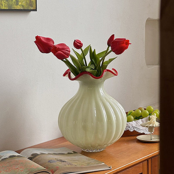 French Vintage Glass Flower Vases, Glass Bud Vases, Flower Vases on Table, Handmade Water Holding Flower Vases-Art Painting Canvas