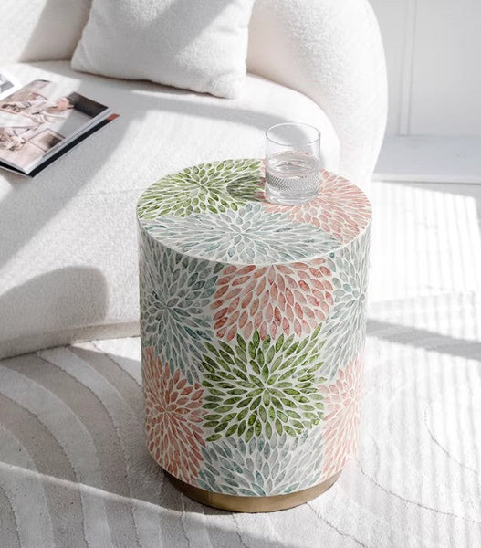 Unique Small End Table, Contemporary Small Sofa Side Table, Portable Casual Side Table, Creative Coffee Table, Shell Small Side Table-Art Painting Canvas