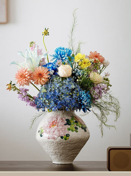 Flower Vases on Table, Handmade Water Holding Flower Vases, Centerpiece on Dining Table, Modern Porcelain Flower Vases, Ceramic Bouquet Vases-Art Painting Canvas