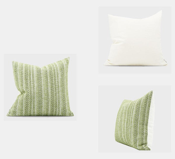 Morocco Green White Modern Sofa Pillows, Large Square Modern Throw Pillows for Couch, Large Decorative Throw Pillows, Simple Throw Pillow for Interior Design-Art Painting Canvas