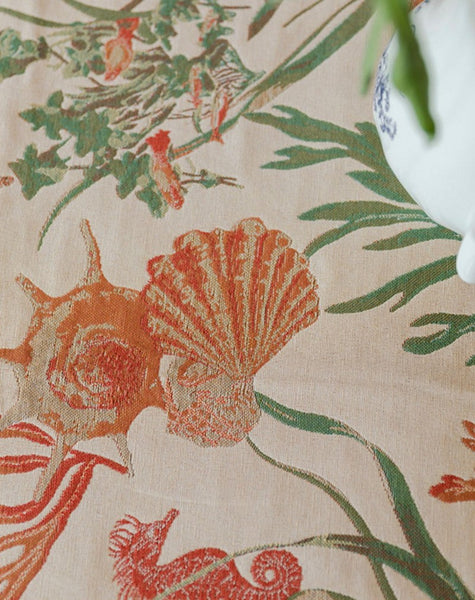 Sea Shell Pattern Tablecloth, Large Modern Rectangle Tablecloth for Dining Room Table, Square Tablecloth, Farmhouse Table Cloth, Wedding Tablecloth