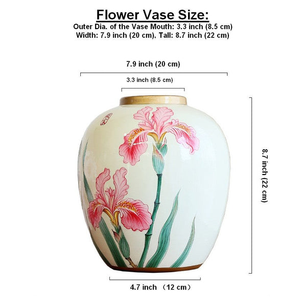 Centerpiece Ceramic Bouquet Vases, Handmade Modern Flower Vase, Large Flower Vases on Dining Table, Porcelain Flower Vases-Art Painting Canvas