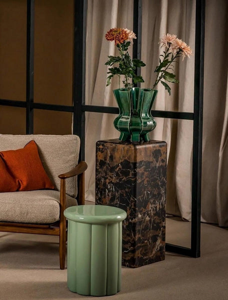 Unique Handmade Modern Flower Vase, Centerpiece Ceramic Bouquet Vases, Contemporary Vases on Dining Table, Green Porcelain Vases for Modern Home Decor-Art Painting Canvas