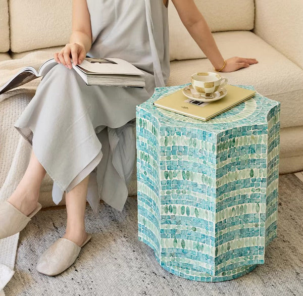 Contemporary Side Table, Contemporary Bedside Table, Bedside Small Side Table, Shell Small Sofa Side Table, Modern Side Table, Small End Table, Portable Casual Side Table, Creative Coffee Table-Art Painting Canvas