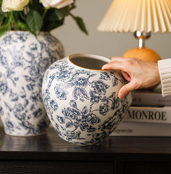 Centerpiece on Dining Table, Flower Vase on Table, Handmade Water Holding Flower Vases, Porcelain Flower Vases, Modern Ceramic Bouquet Vases-Art Painting Canvas