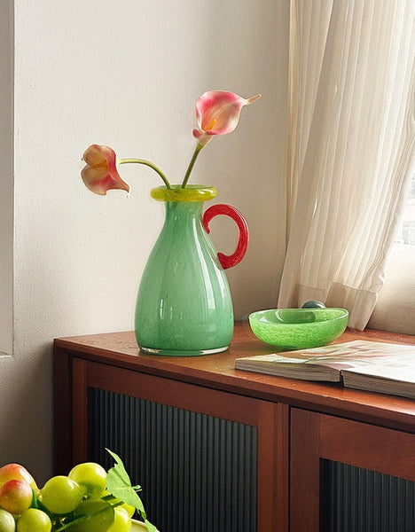 Small Flower Vase, Modern Glass Flower Vases, Handmade Glass Bud Vases, Water Holding Flower Vases, Flower Vases on Table-Art Painting Canvas