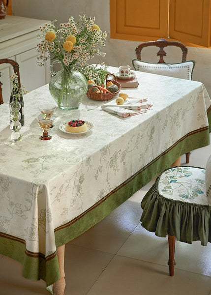 Spring Green Flower Table Covers, Large Modern Rectangle Tablecloth for Dining Table for Round Table, Farmhouse Table Cloth for Oval Table, Square Tablecloth for Kitchen-Art Painting Canvas