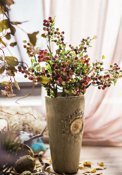 Cranberry Fruit Branch, Flower Arrangement Ideas for Living Room, Unique Artificial Flowers for Home Decoration, Spring Artificial Floral for Bedroom-Art Painting Canvas