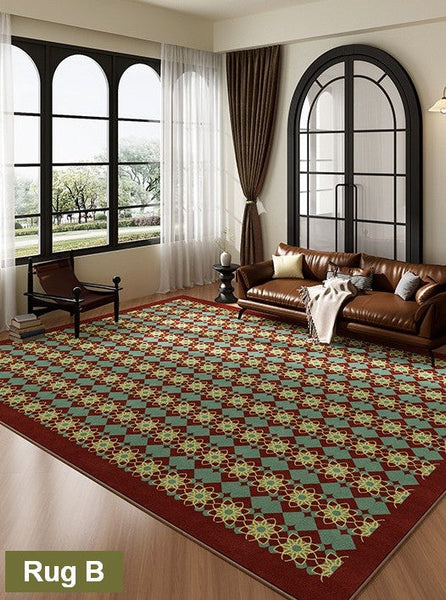 Minimalist Modern Rugs for Bedroom, Colorful Absract Rugs for Living Room, Mid Century Modern Rugs, Colorful Geometric Rugs for Dining Room-Art Painting Canvas