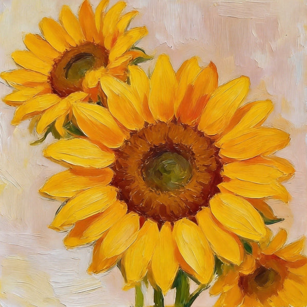 Sunflowers in Full Bloom, Still Life Painting, Hand Painted Canvas Art, Original Flower Paintings, Buy Small Paintings Online, Small Canvas Artwork-Art Painting Canvas