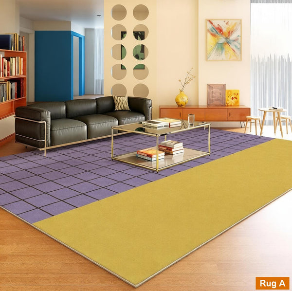 Geometric Modern Rugs, Modern Carpets under Coffee Table, Colorful Modern Rugs for Bedroom, Contemporary Modern Rugs for Living Room-Art Painting Canvas