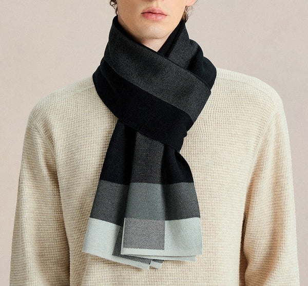 Long Wool Man Scarf, Business Casual Scarf for Men, Formal Men Scarf Styles, Men's Winter Scarves, Men's Wool Scarf Winter, Unique Gifts for Men