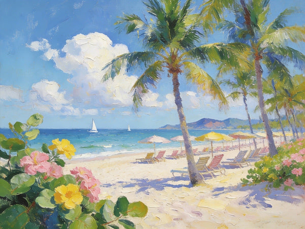 Small Wall Paintings, Florida Beach in Spring, Simple Painting Ideas, Landscape Canvas Paintings, On Canvas Small Paintings, Hand Painted Wall Art-Art Painting Canvas