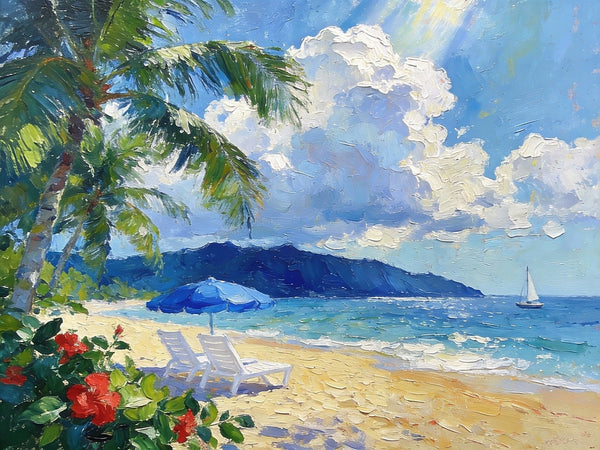 Small Oil Paintings on Canvas, Florida Beach Vacation, Landscape Canvas Paintings, Palette Knife Artwork, Hand Painted Canvas Art, Original Oil Paintings-Art Painting Canvas