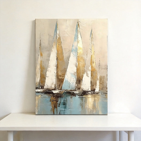 Original Abstract Paintings, Hand Painted Canvas Art, Abstract Sail Boats Painting, Original Small Paintings, Buy Small Art Online-Art Painting Canvas