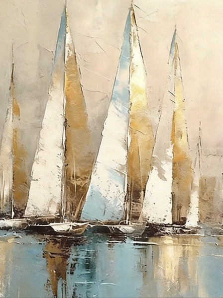 Original Abstract Paintings, Hand Painted Canvas Art, Abstract Sail Boats Painting, Original Small Paintings, Buy Small Art Online-Art Painting Canvas