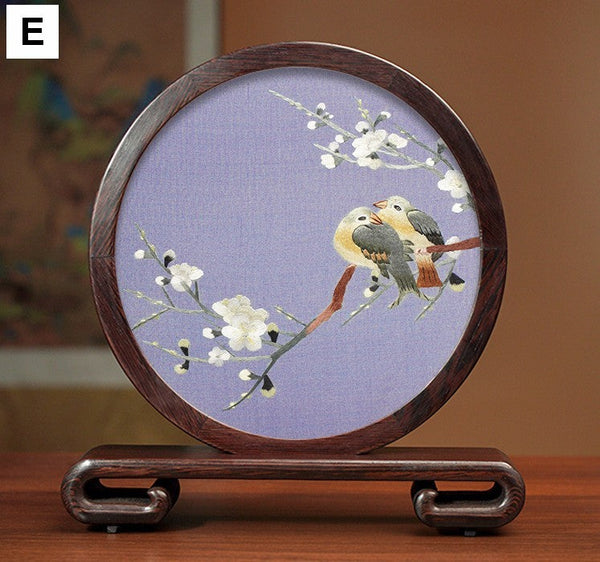 Elegant Silk Embroidery Ornaments, Traditional Chinese Suzhou Flower and Birds Silk Embroidery, Exclusive Business Presents, Creative Birthday Gift, Premium Souvenir-Art Painting Canvas