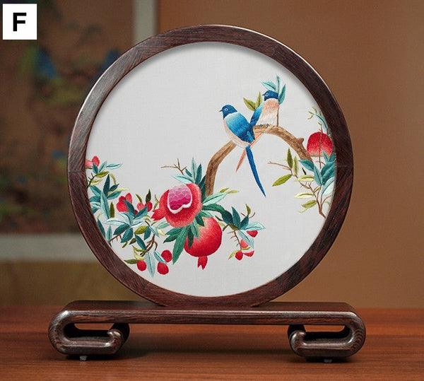 Elegant Silk Embroidery Ornaments, Traditional Chinese Suzhou Flower and Birds Silk Embroidery, Exclusive Business Presents, Creative Birthday Gift, Premium Souvenir-Art Painting Canvas