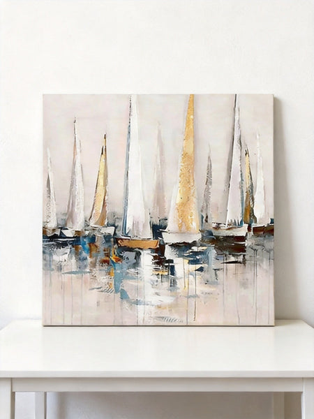 Original Abstract Paintings, Abstract Sail Boats Painting, Small Acrylic Painting on Canvas, Small Canvas Artwork, Hand Painted Canvas Art, Buy Small Paintings Online-Art Painting Canvas