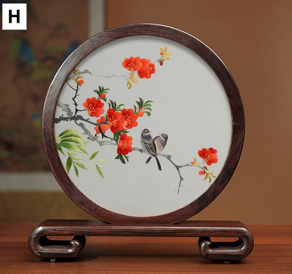 Unique Birthday Gift, Flower and Bird Embroidery Ornaments, Traditional Chinese Suzhou Silk Embroidered Ornament, Premium Souvenir, Exclusive Business Presents-Art Painting Canvas