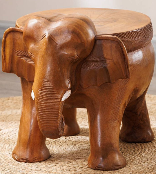 Dining Table Stool, Handmade Solid Wood low Stool, Elephant Wooden Stool, Elephant Sofa Stool, Creative Shoe-changing Stool-Art Painting Canvas
