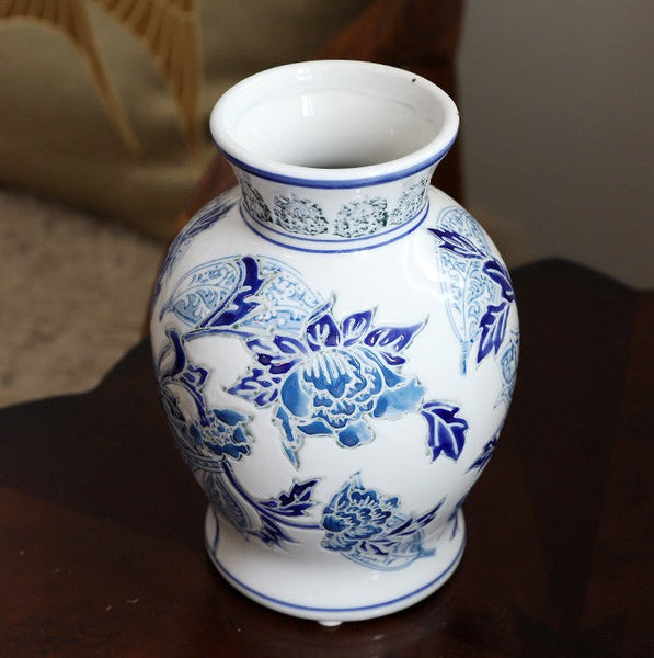 Handmade Flower Vase, Vintage Flower Vases on Dining Table, Porcelain Flower Vases, Centerpiece Ceramic Bouquet Vases-Art Painting Canvas