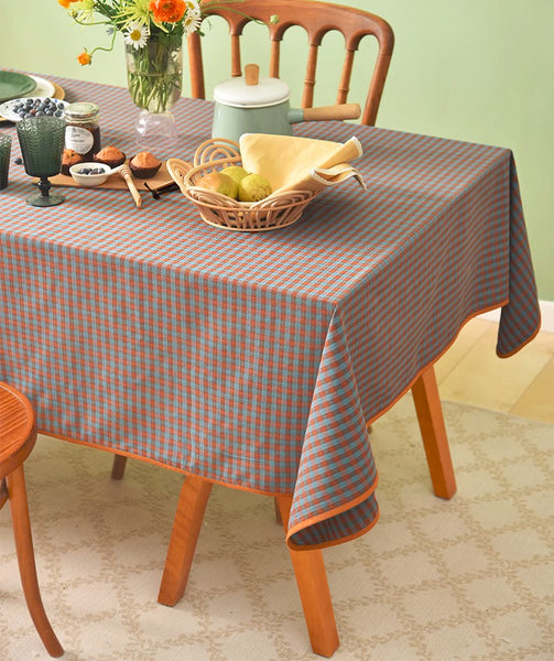 Cotton Chequer Rectangular Tablecloth for Kitchen, Rectangle Table Covers for Dining Room Table, Square Tablecloth for Coffee Table, Farmhouse Table Cloth-Art Painting Canvas