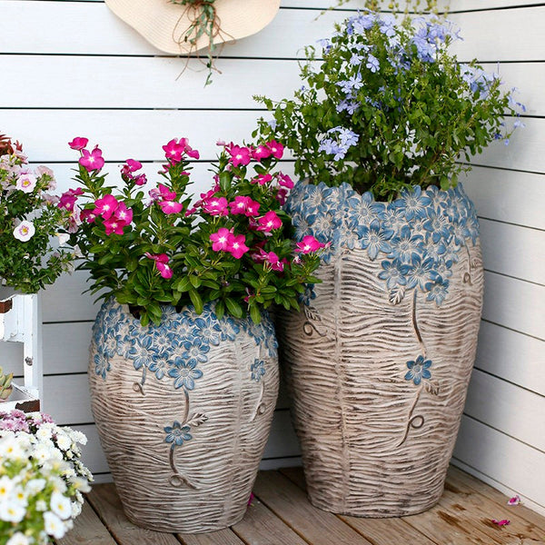 Extra Large Garden Flower Planters, Oversized Garden Flower Pot, Garden Ornaments, Large Resin Gardern Flower Planter, Modern Outdoor Garden Flower Pots-Art Painting Canvas
