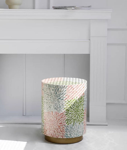 Unique Small End Table, Contemporary Small Sofa Side Table, Portable Casual Side Table, Creative Coffee Table, Shell Small Side Table-Art Painting Canvas
