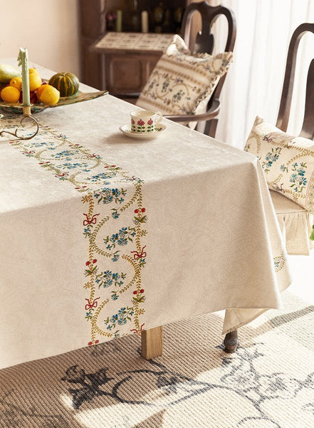Spring Flower Table Covers for Round Table, Large Modern Rectangle Tablecloth for Dining Table, Farmhouse Table Cloth for Oval Table, Square Tablecloth for Kitchen-Art Painting Canvas