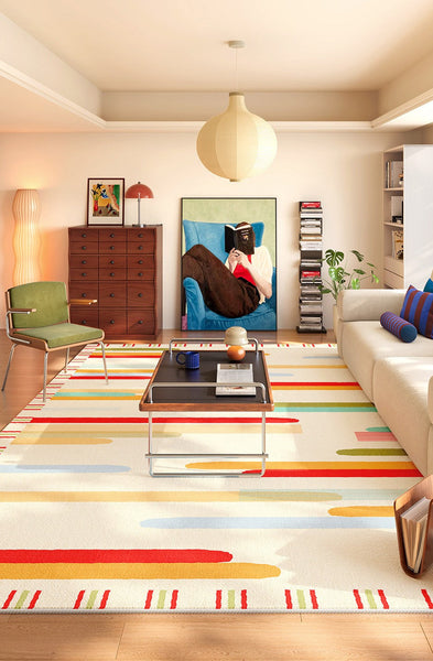 Modern Living Room Rug Placement Ideas, Geometric Rugs for Bedroom, Colorful Contemporary Carpets for Apartment, Modern Rugs for Small Space