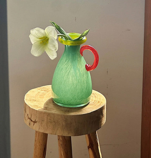 Small Flower Vase, Modern Glass Flower Vases, Handmade Glass Bud Vases, Water Holding Flower Vases, Flower Vases on Table-Art Painting Canvas