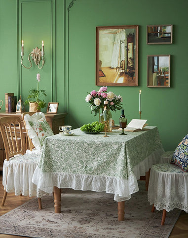 Natural Spring Farmhouse Table Cloth, Extra Large Rectangle Tablecloth for Dining Room Table, Flower Pattern Cotton Tablecloth, Square Tablecloth for Round Table-Art Painting Canvas